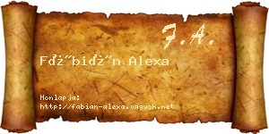 Fábián Alexa névjegykártya